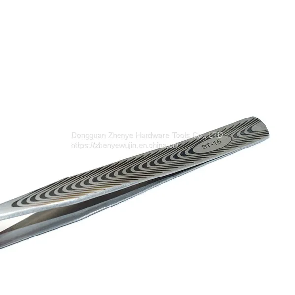 Stainless Steel Tweezers Corrosion Resistant Silver Stainless Steel Tweezers All Metal Clip Pointed Elbow Multi Specification ST Tweezers With Texture ST-16 photo-2