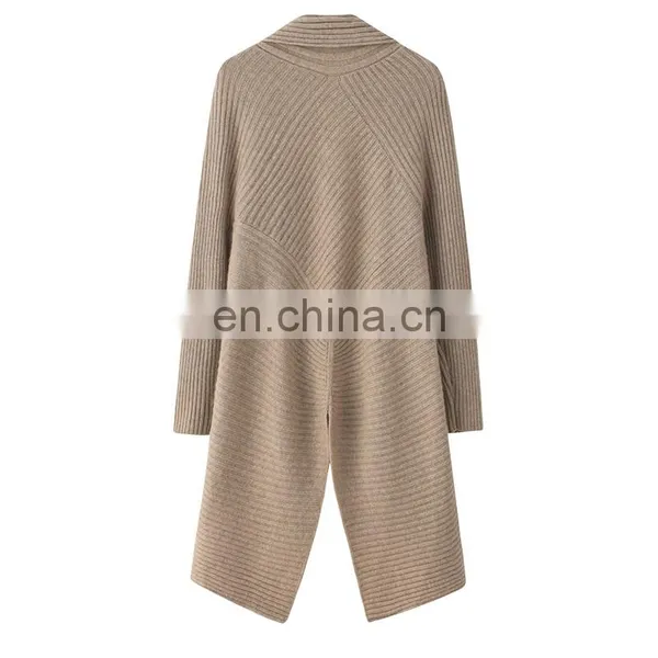 Custom Women's Knitted Tuxedo Design Winter Solid Pattern Casual Cardigan Coat With Batwing Sleeves Pockets Made Soft Cashmere photo-2