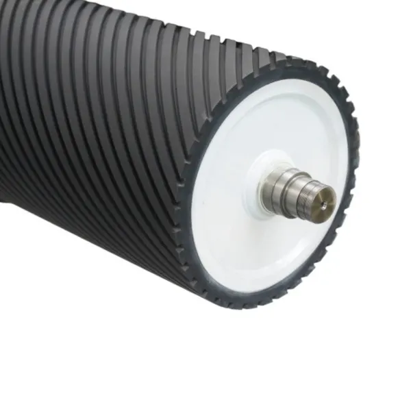 Durable Spiral Grooved Sander Roller With Drive Pulley for Woodworking Sanding Machine photo-3