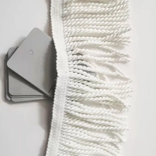 Coastal Breeze Fringe: White Twisted Tassel Trim for Beach Umbrella Decor Bullion Fringe photo-5