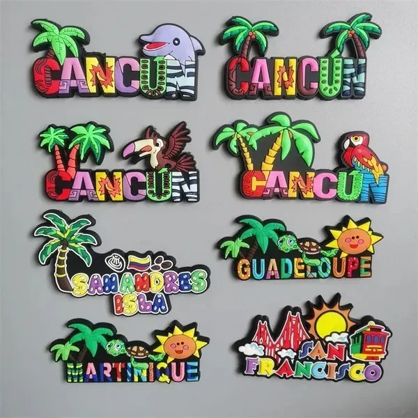Wholesale Price Personalized Sanandres Isla Columbia Cancun Mexico Guadeloupe Martinique Tourist Souvenirs Custom Soft PVC Rubber Fridge Magnet