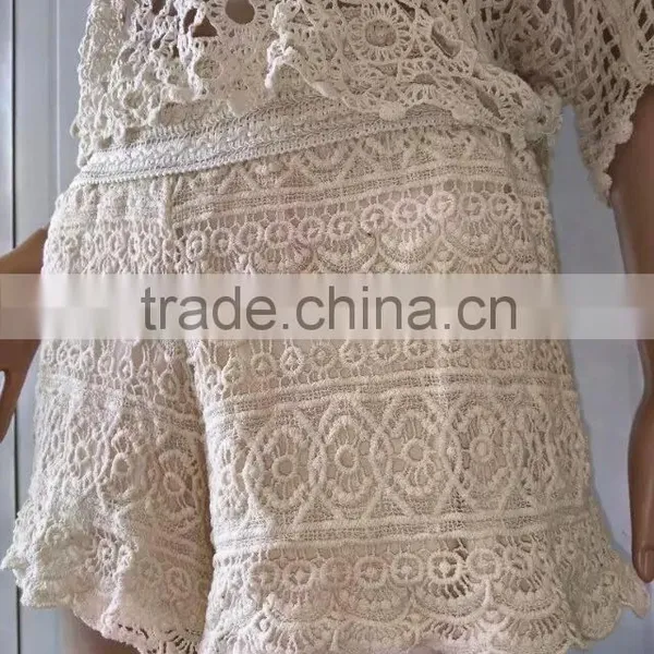 Cotton Shorts for Ladies/embroidery Lace Water Soluble Lace photo-4