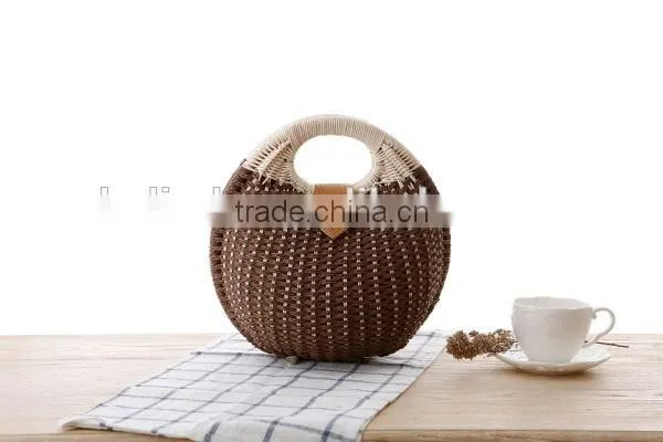 Fashion Girl's Beige Paper Straw Craft Bag photo-5