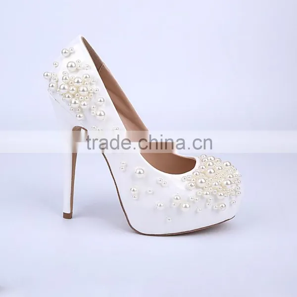 Wedding Shoes Sky-high Round Toe Platform Girl High Heels Women Pumps Shoes photo-2