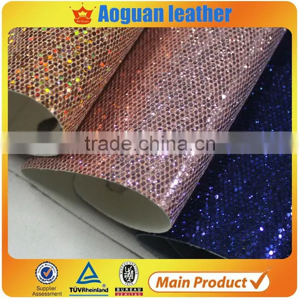 Grid Glitter Leather for Shoes and Decoration Colorful Strip photo-2