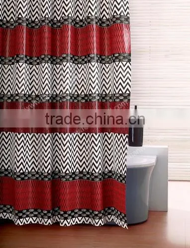 Classic Pattern Good Quality Shower Curtain With Hooks photo-2