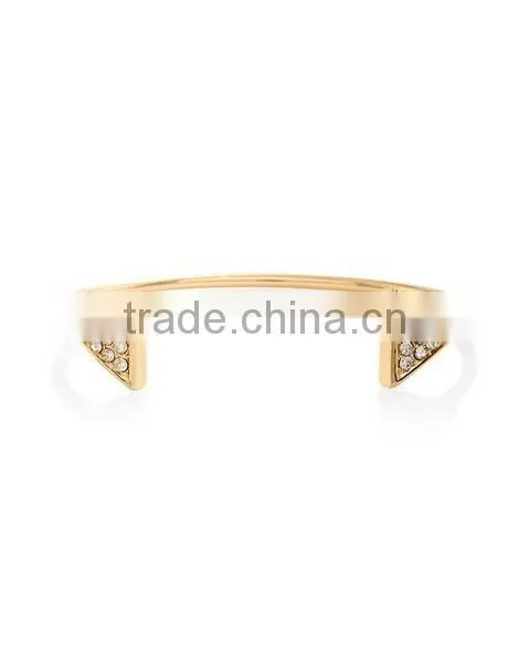 GOLDEN TRIANGLE PAVE OPEN CUFF WHOLESALE GOLD BANGLE photo-3