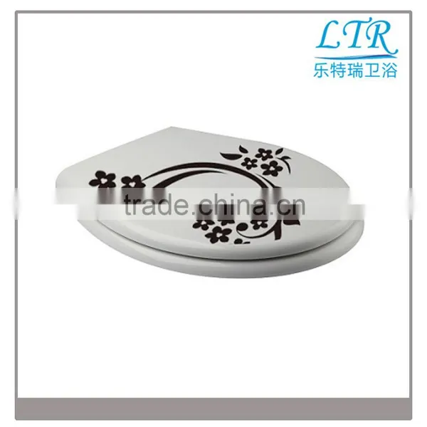 Printed Flower Toilet Seat With New Style Soft Close Toilet Hinges