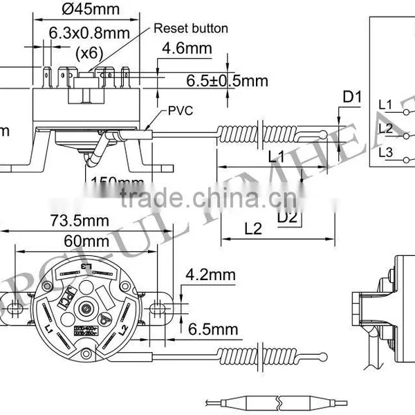Type 82 3 Pole Manual Reset High Limit Thermostat photo-2