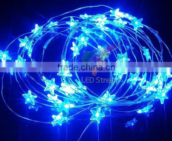 Twinkle Blue Star LED String Light 3AA Battery Operated for Christmas