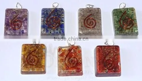 Orgone Square Pendant Chakra Set | Orgone Sets-Orgone Pendant-Orgone Chakra Sets | Orgone Chakra Wholesale Sets