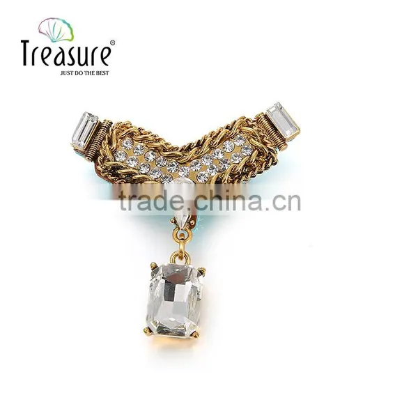 2015 Hottest Fashione Jewelry, Geometric Shape Figaro Chain Rhinestone Dangle Brooch Jewelry photo-2