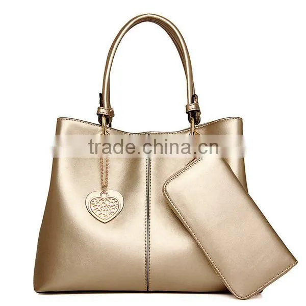 2 Pcs Ladies Shoulder Bags Set American Style Pu Leather Tote Handbag