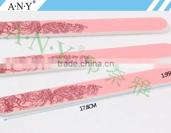 Nail Shape and Polishing Leaves Printing Pink Sandpaper Nail File Customized photo-3