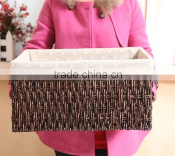 Multifunction Natureal Weaving Storage Basket With Linning Customize photo-3