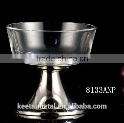 Silver or Nickel Plated Base With Glass Fruit Bowl for Decoration and Wedding photo-3