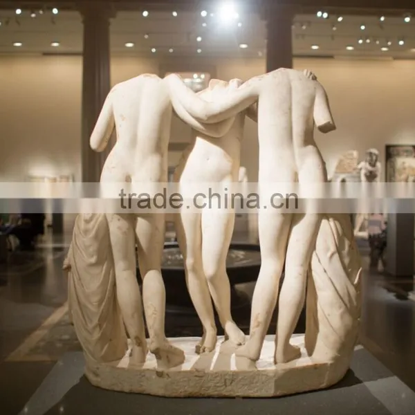 Hand Carved Natural White Marble Sculpture Naked Sex Girl Statue photo-5