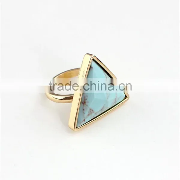 2015 Triangle Shape Ring Gold Ring With Stone photo-2