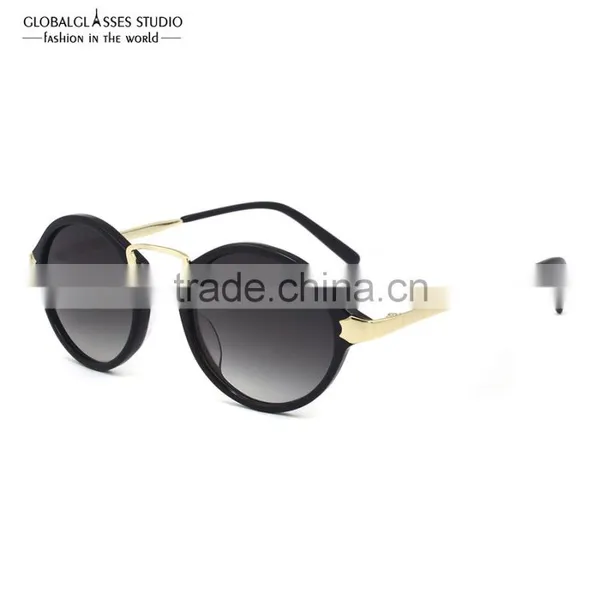 Gold Metal Bar Fashion Designer Sun Glasses Brand Unisex Honey Round Sunglasses With Polarized Lenses Lunette De Soleil 6605C photo-2