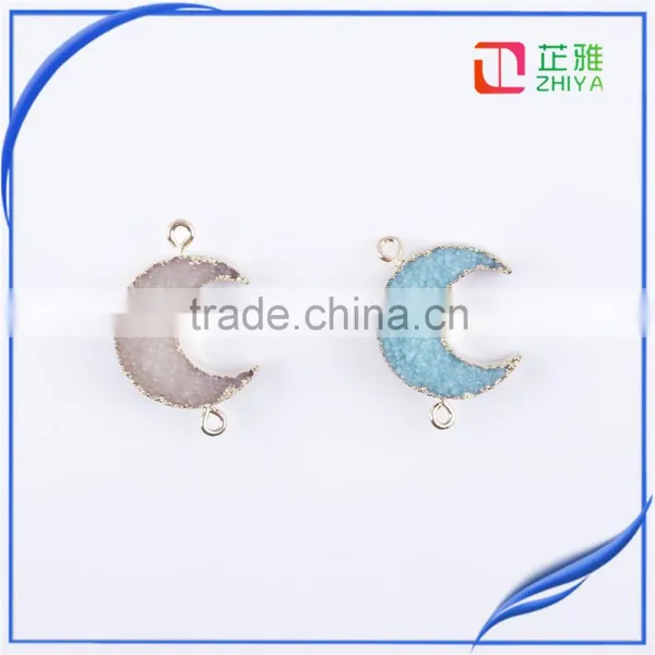 Necklace Pendant Moon Shape Druzy Stone Charms&pendants Natural Gemstone for Handmake DIY photo-2