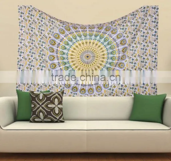 Queen Indian Ombre Mandala Ethnic Gypsy Wall Art Hippie Boho Cotton Home Decorative Tapestry
