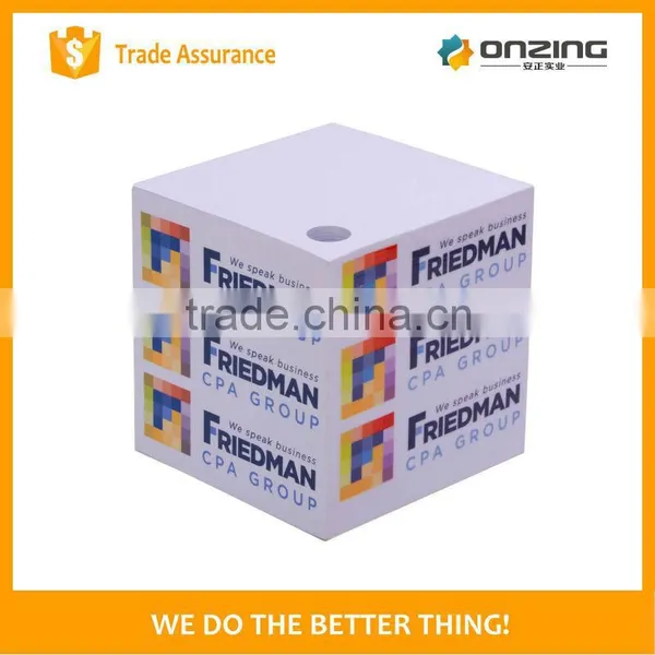 Non Sticky Woodfree Paper Logo Printing Cube Notepad Pen Holder photo-5