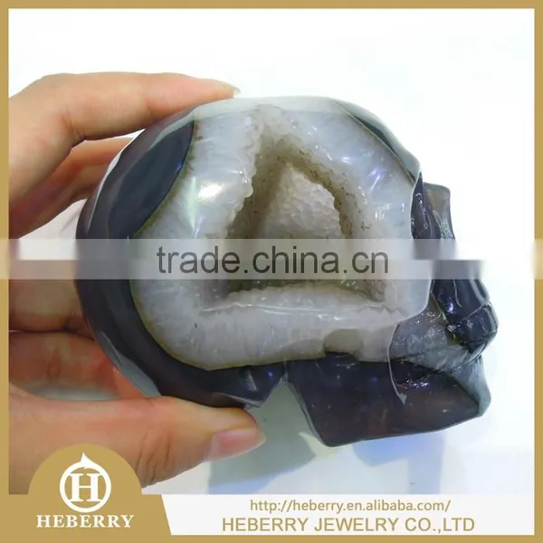 Natural Hand Carved Stone Agate Skull Buy Agate Geode Skull Gift for Women