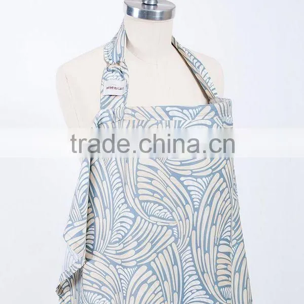 Wide Hooter Hider Made of the Highest Quality Fabric Blue Leaf Baby Nursing Apron photo-2