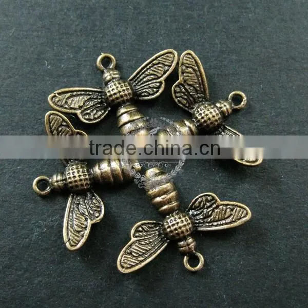 15x20mm Vintage Brass Bronze Bees Bugs Antiqued DIY Pendant Charm Supplies Findings 1810186 photo-2