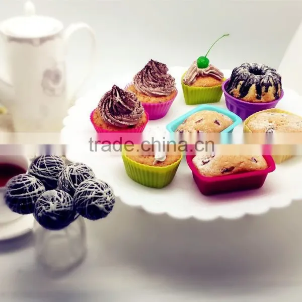 Colorful Like Rainbow Silicone Muffin Cup Multicolor Round Square Mini Dishwasher Mini Microwave Silicone Cake Mold photo-4