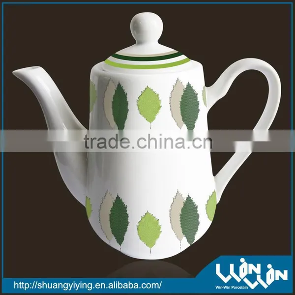 Porcelain Tea Pot Round Shape in Red Color Design