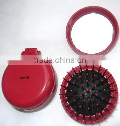 15060313 Mini Traveling Set Plastic Foldable Mirror Comb Keychain photo-3