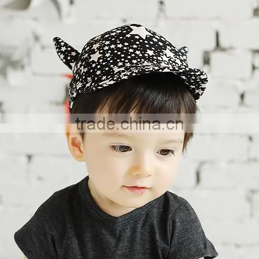 Baby Summer Hat Baby Sunbonnet Child Hat Five-pointed Star Horn Roll up Hem Baseball Cap photo-2