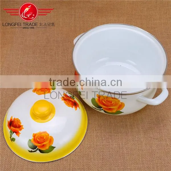 773DBL Turkey Enamel Pot 5pcs Enamel Cookware Cassrole With Flower Design photo-4