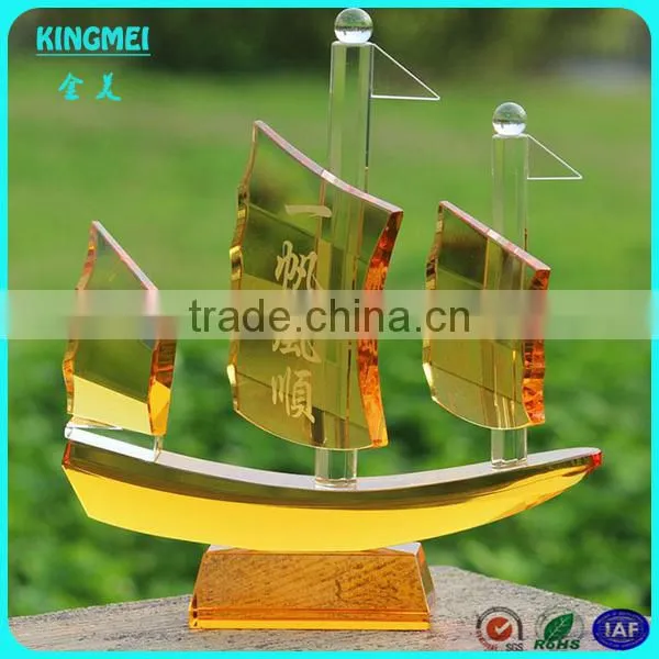 Wholesale Sailing Boat Model Office Decoration Crystal Sailing Boat photo-2
