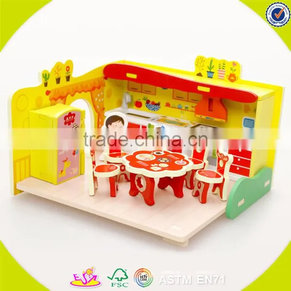 2017 Wholesale Kids Mini Wooden Diy Kitchen Toy New Design Children Wooden Diy Kitchen Toy Fashion Wood Diy Kitchen Toy W03B058 photo-3