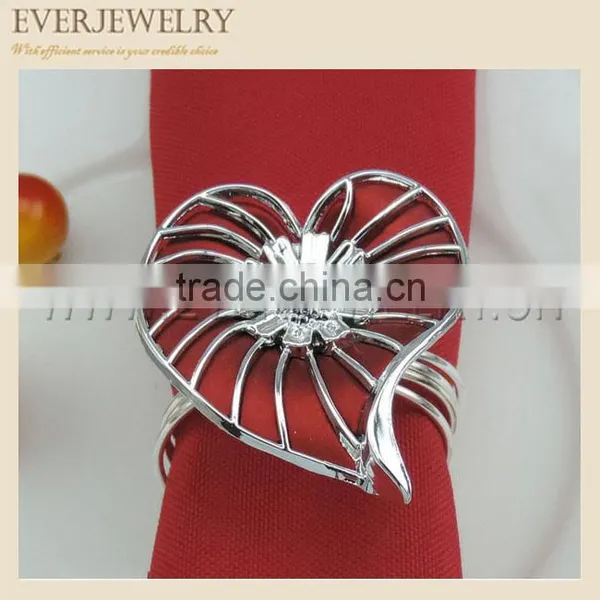 2016 Fashion Big Stone Silver Flower Napkin Ring photo-2