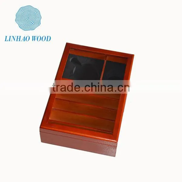 Personalized Wooden Tea Box With Clear Arylic Window, Tea Boxes With Compartments Wood China photo-3