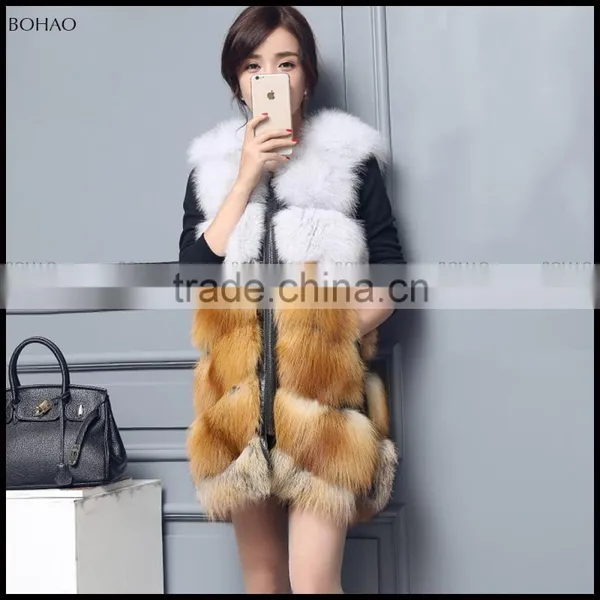 China Supplier Womens Luxury Long Fox Gilet Silver Fox Fur Vests