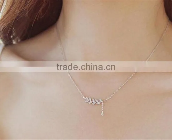 2017 New Style Micro Leaf Shape Plain 925 Sterling Silver Pendant Necklaces photo-3