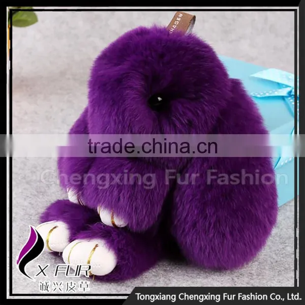 CX-R-10 Lastest Design Hot Fashion Custom Genuine Rex Rabbit Fur Keychain photo-4