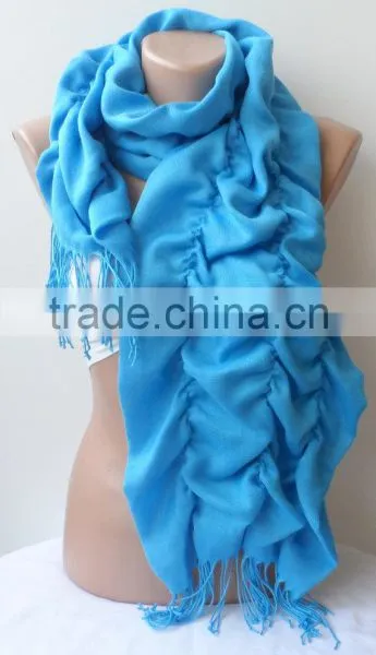 Turquoise Pashmina Scarfs Ruffle Pashmina Scarves Ruffled Soft Scarf Frilly Women Scarf Wedding Scarf PASHMINA Blue Scarfs Turqu photo-3