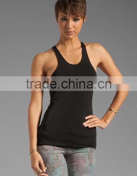 95% Rayon 5% Spandex Jersey Racer Black Tanks