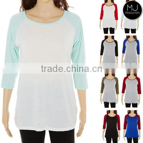 FACTORY Wholesale Colorful 3/4 Sleeve Raglan photo-6