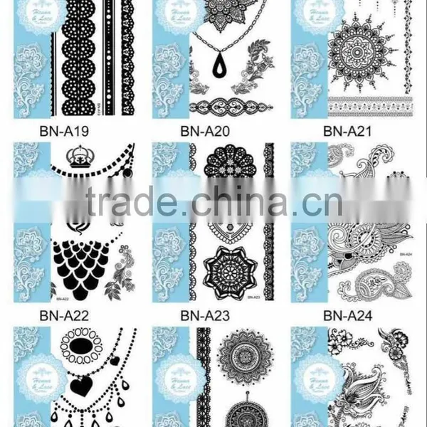 Hot Sexy Black Lace Tattoo Ink Bridal Lace Temporary Tattoo Sticker photo-2