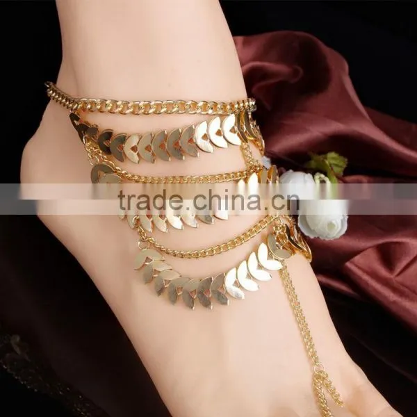 Retro Gold Multi Tassel Chain Anklet Ankle Bracelet Beach Foot Jewelry photo-2