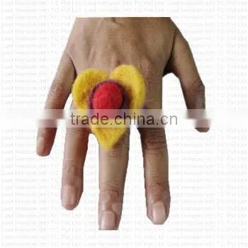 Pure Sheep Wool Soft Wool Felted Flowery Design Finger Ring/ 100% Hand Made Felt Finger Ring photo-3
