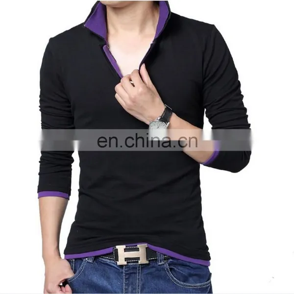 Dongguan Yihao Mens Fashion t Shirts High Quality 2015 New Fall Fashion Men's Long Sleeve T Shirt Lapel 3XL 4XL 5XL photo-5