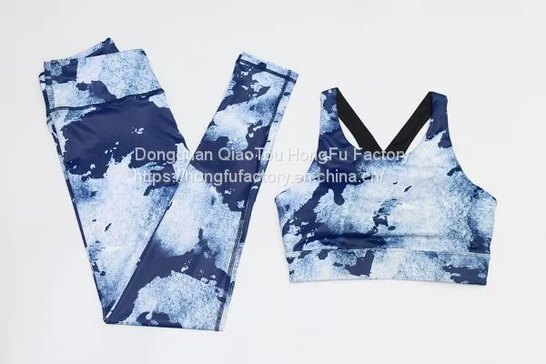 Women 2 Two Pieces Yoga Crop Tank Top Strappy Bra and High Waist Leggings Sports Outfit Workout Suit Set photo-2
