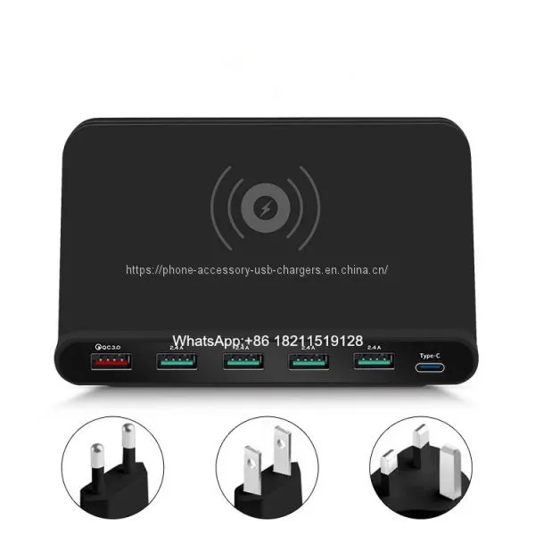 Portable 60w Wireless QC3.0 Type C Multi Usb Cell Phone Charger For Travel photo-2